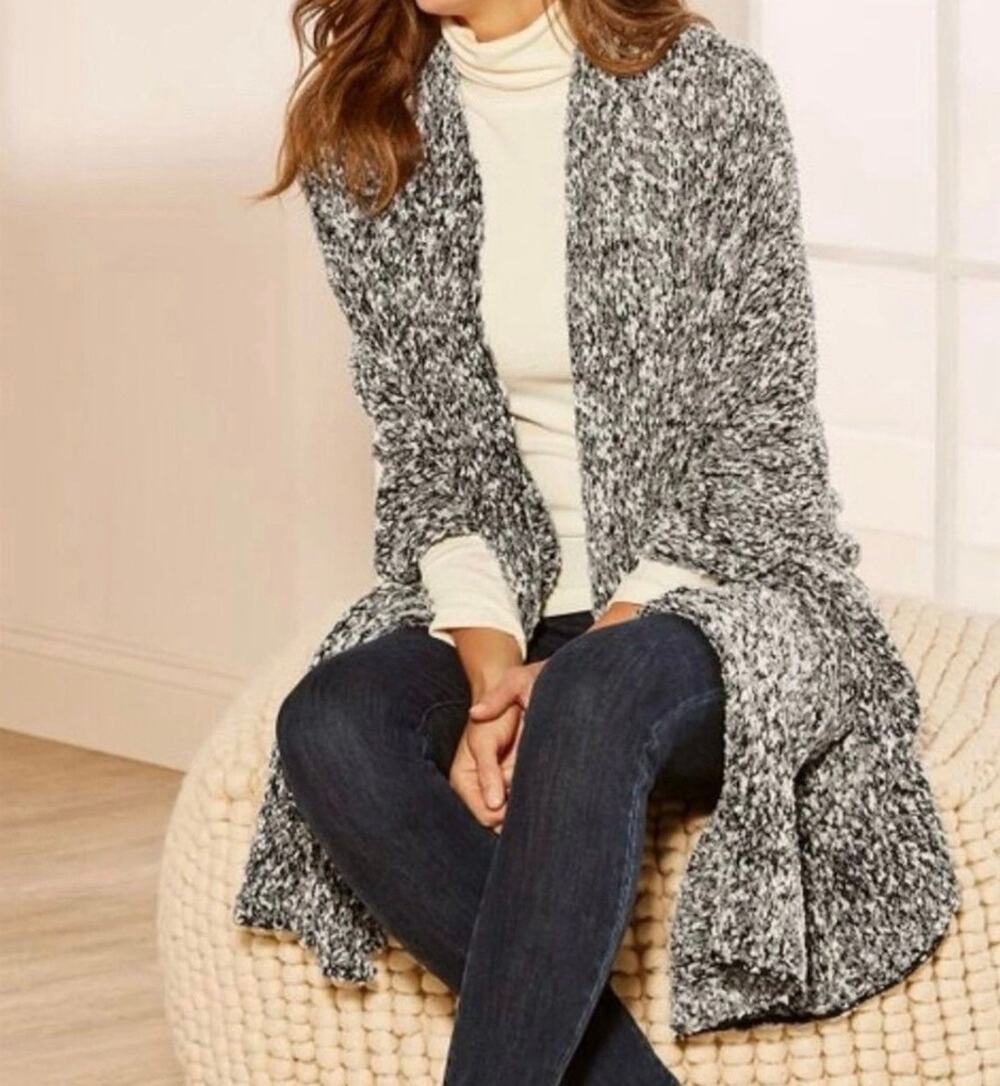 Soft Surroundings NWT Cozy Cloud Pocket Shawl Wrap Chunky Knit Black OS